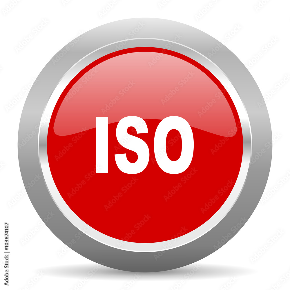 Poster iso red metallic chrome web circle glossy icon