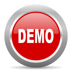 demo red metallic chrome web circle glossy icon