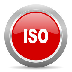 iso red metallic chrome web circle glossy icon