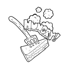 black and white cartoon cake with fork
