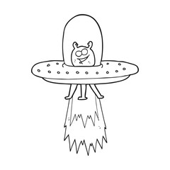 black and white cartoon space alien