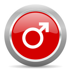 male red metallic chrome web circle glossy icon