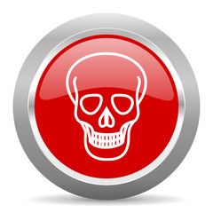 skull red metallic chrome web circle glossy icon