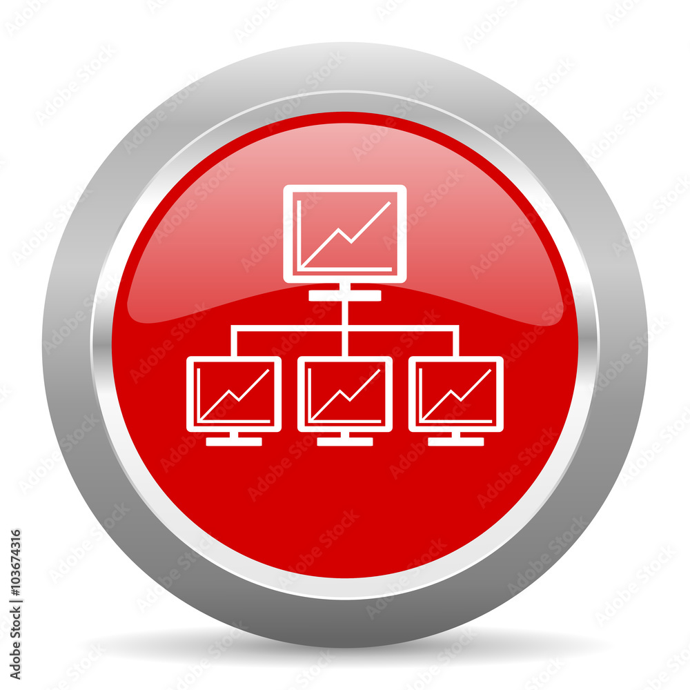 Aufkleber network red metallic chrome web circle glossy icon