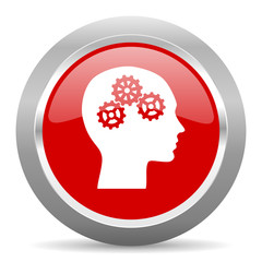 head red metallic chrome web circle glossy icon