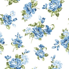 Blue Flowers Seamless Pattern - 103674309
