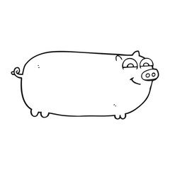 black and white cartoon pig