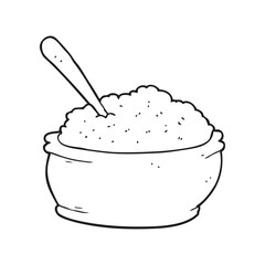 black and white cartoon sugar bowl