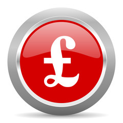 pound red metallic chrome web circle glossy icon