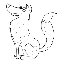 black and white cartoon wolf