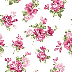 Pink Flowers Seamless Pattern - 103674511