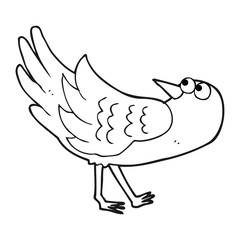 black and white cartoon bird