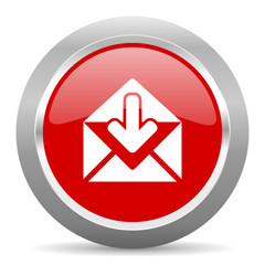 email red metallic chrome web circle glossy icon