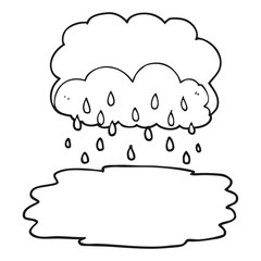 black and white cartoon rain cloud