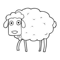 black and white cartoon muddy sheep