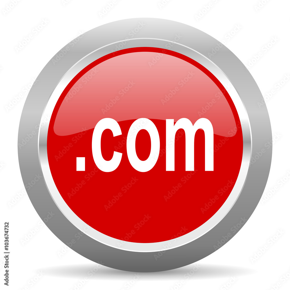 Aufkleber com red metallic chrome web circle glossy icon
