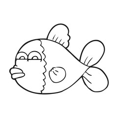 black and white cartoon fish