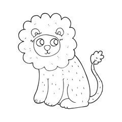 black and white cartoon cute lion