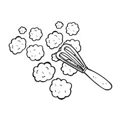 black and white cartoon whisk