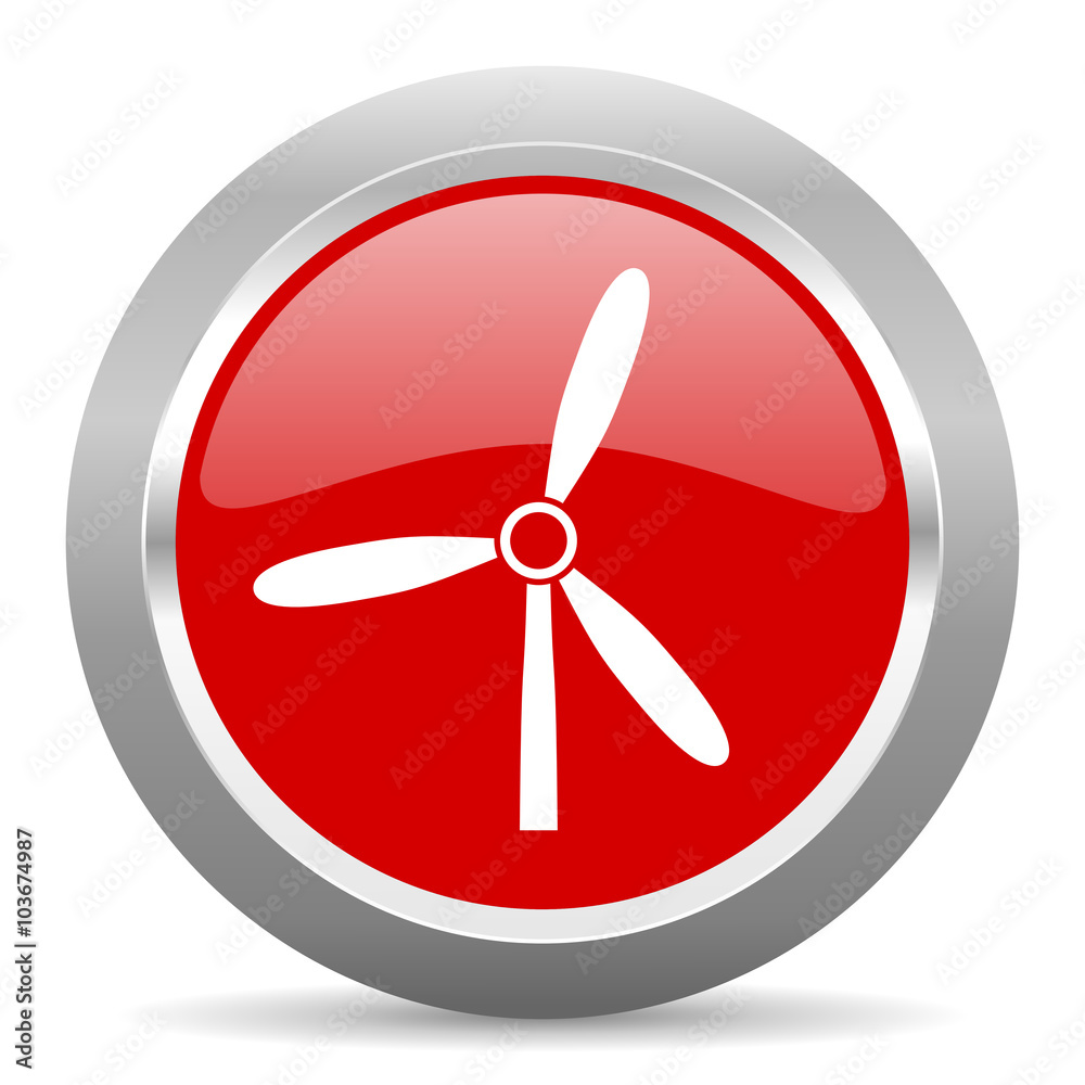 Poster windmill red metallic chrome web circle glossy icon