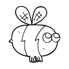 black and white cartoon bee