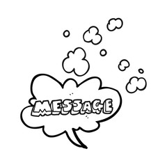 black and white cartoon message text
