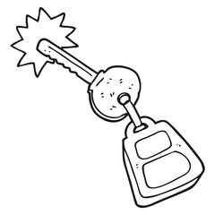black and white cartoon key