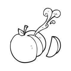 black and white cartoon sliced apple