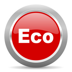 eco red metallic chrome web circle glossy icon