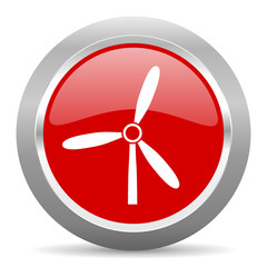 windmill red metallic chrome web circle glossy icon