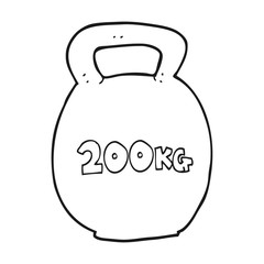 black and white cartoon 200kg kettle bell