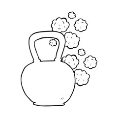 black and white cartoon heavy kettle bell
