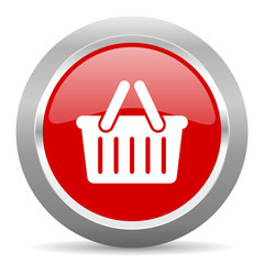 cart red metallic chrome web circle glossy icon