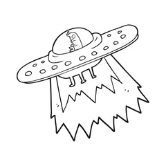 black and white cartoon ufo