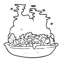 black and white cartoon salad