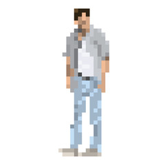 man fashion pixel vector isolate on white background.