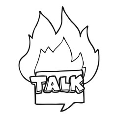 black and white cartoon talk symbol