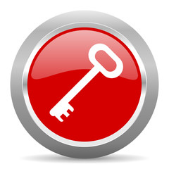 key red metallic chrome web circle glossy icon