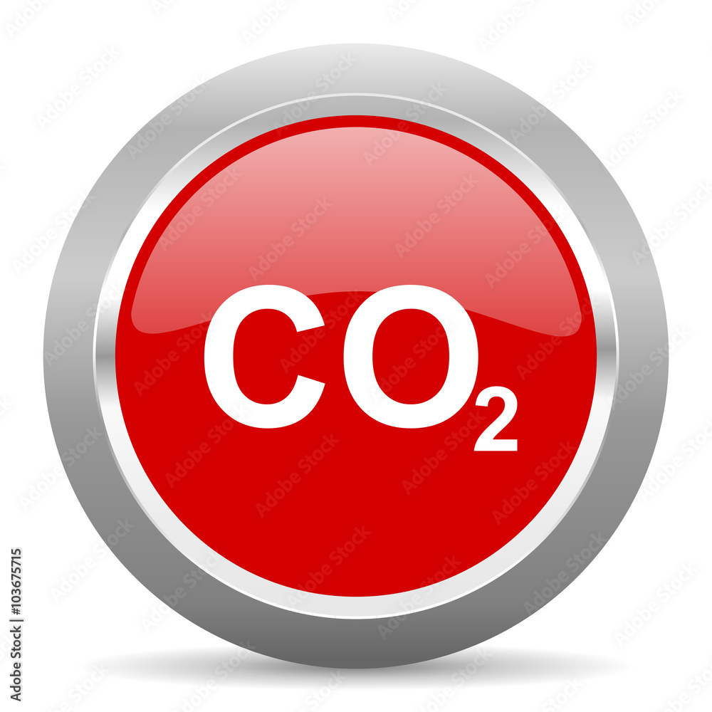 Poster carbon dioxide red metallic chrome web circle glossy icon