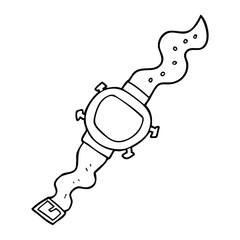 black and white cartoon wrist watch