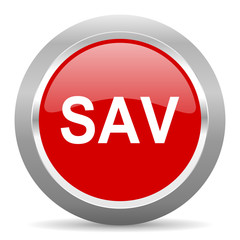 sav red metallic chrome web circle glossy icon