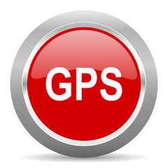 gps red metallic chrome web circle glossy icon