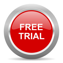 free trial red metallic chrome web circle glossy icon