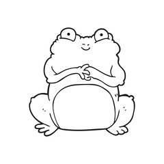 black and white cartoon funny frog