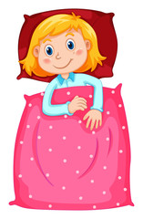 Cute girl under polkadots blanket