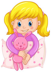 Cute girl in purple pajamas