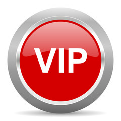 vip red metallic chrome web circle glossy icon