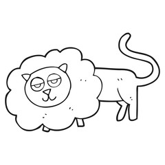 black and white cartoon lion