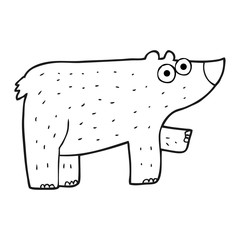 black and white cartoon bear