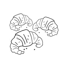 black and white cartoon croissants